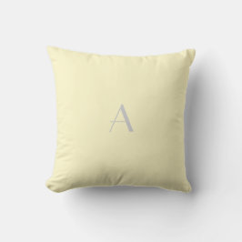 Lemon Chiffon Pastel Pillow w Silver Monogram Kudde