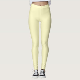 Lemon Chiffon Solid Färg anpassar den Leggings