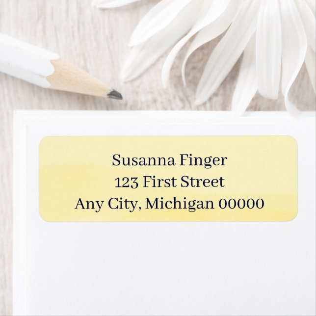 Lemon Chiffon Watercolor Returadress Etikett (Insitu)