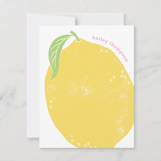 Lemon Children's Stationery Note Card (Framsida)