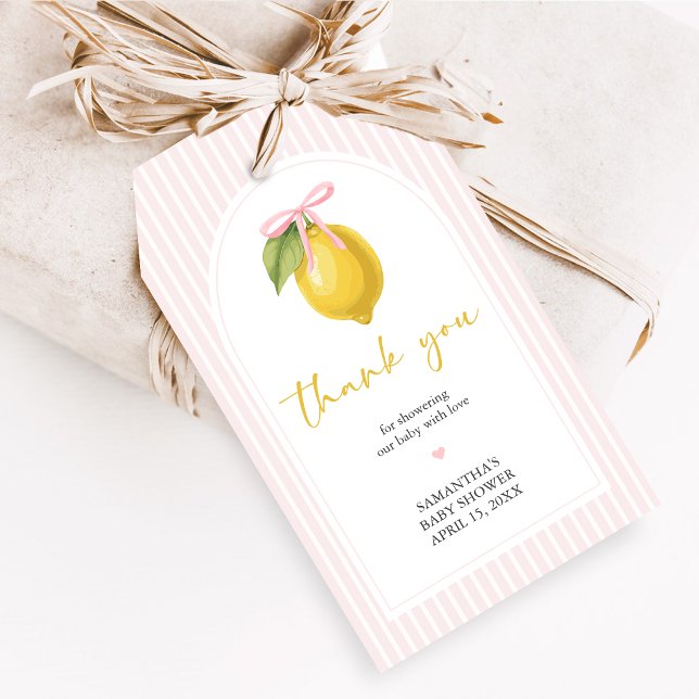 Lemon Ciao Baby Shower Fördelningsmärken Presentetikett (Lemon Ciao Baby Shower Favor Tags)