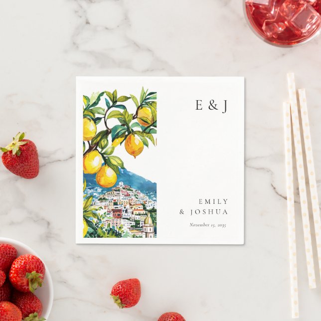 Lemon Citrus Amalfi Kusten Italienska Bröllop Pappersservett (Insitu)