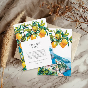 Lemon Citrus Amalfi Kusten Italienska Bröllop Tack Kort