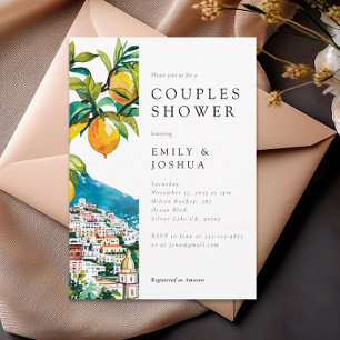 Lemon Citrus Amalfi Kusten Par Shower Inbjudningar
