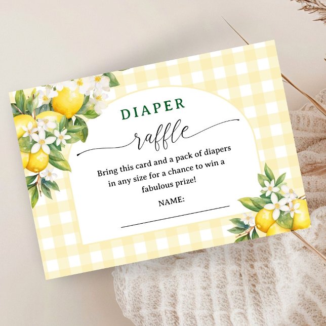 Lemon Citrus Baby Shower Gult Diaper Raffle Tilläggskort (Skapare uppladdad)