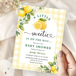 Lemon Citrus Baby Shower Gult Gender Neutral Inbjudningar