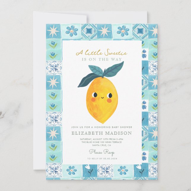 Lemon Citrus Baby Shower Inbjudningar (Framsida)