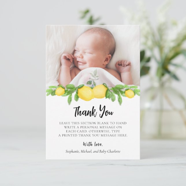 Lemon Citrus Baby Shower Photo Tack Kort (Stående Fram)