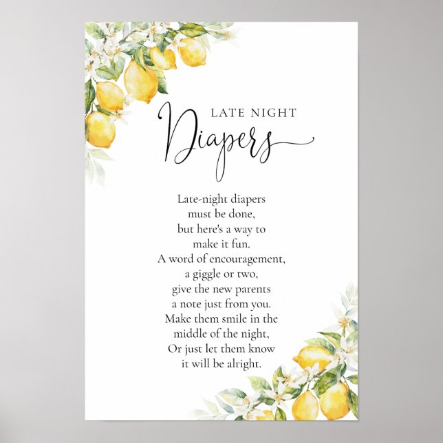 Lemon Citrus Baby Shower Poster (Framsidan)
