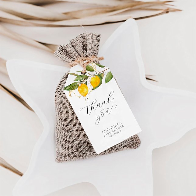Lemon Citrus Baby Shower Tack Gift-Märkre Presentetikett (Skapare uppladdad)