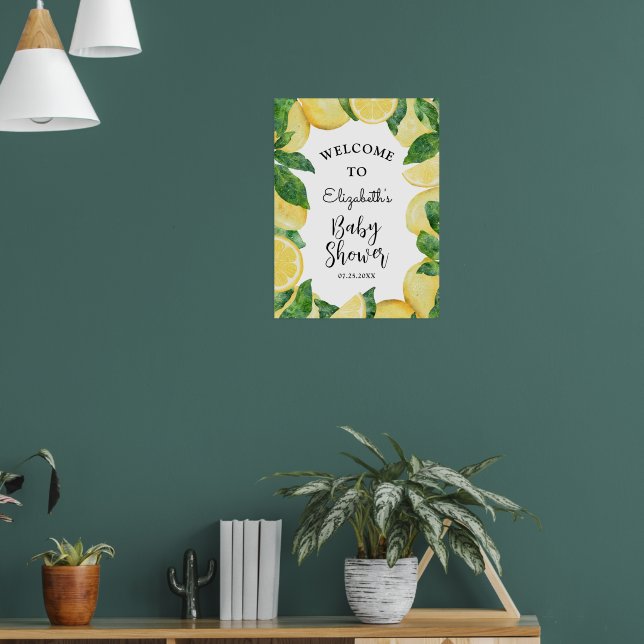 Lemon Citrus Baby Shower Välkommen Poster (Vardagsrum 1)