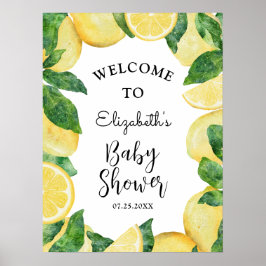 Lemon Citrus Baby Shower Välkommen Poster