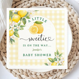Lemon Citrus Baby Shower Yellow Gingham Pappersservett