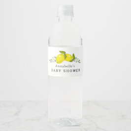 Lemon Citrus Blommig Baby Shower Vattenflaska Etik Vattenflaskor Etikett