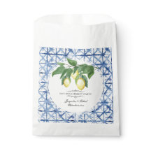 Lemon Citrus Blommigt Foliage Blue White Förlovnin