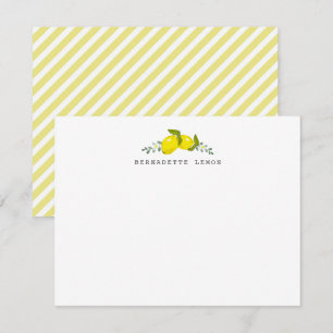 Lemon Citrus Blommigt Stationery Note Card Anteckningskort
