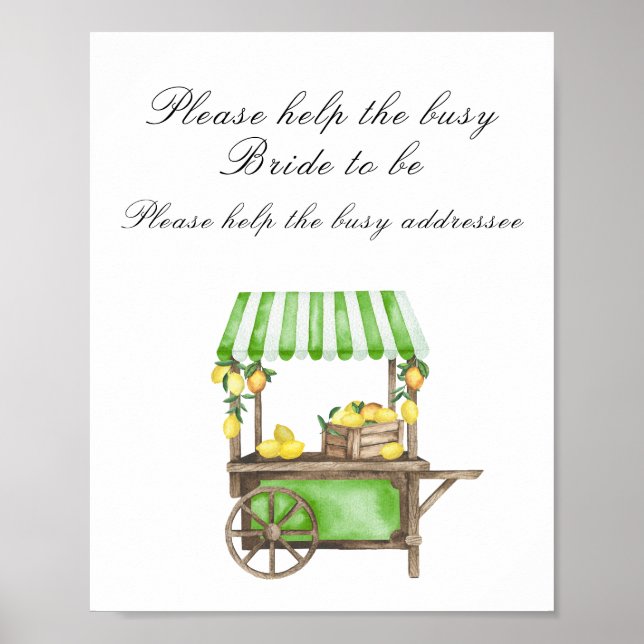 Lemon Citrus bridal shower  - help the busy bride Poster (Framsidan)