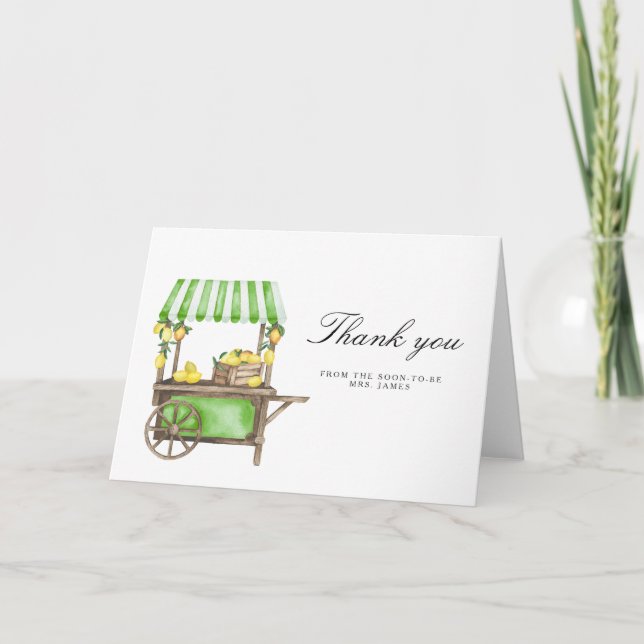 Lemon Citrus - bridal shower thank you card Kort (Framsida)