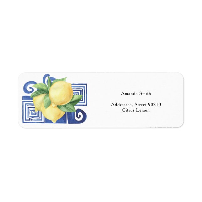 Lemon Citrus - bröllopsdusch  Returadress Etikett (Framsidan)