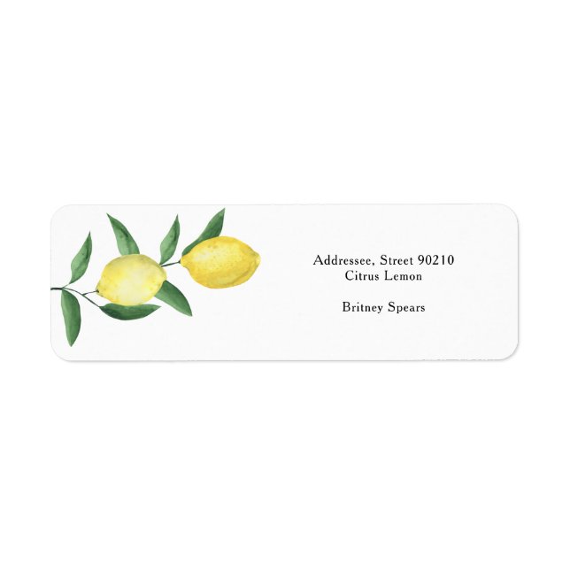 Lemon Citrus - bröllopsdusch  Returadress Etikett (Framsidan)