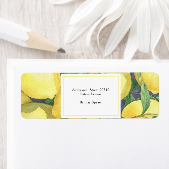 Lemon Citrus - bröllopsdusch  Returadress Etikett (Insitu)