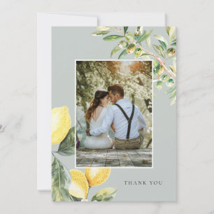 Lemon Citrus Elegant bröllop Photo - tackkort Tack Kort