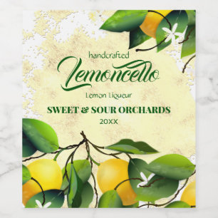 Lemon Citrus Fruit Lemoncello Vinflaska Etikett