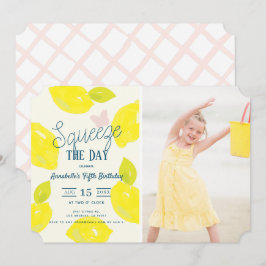 Lemon Citrus Girl Birthday Photo Inbjudningar
