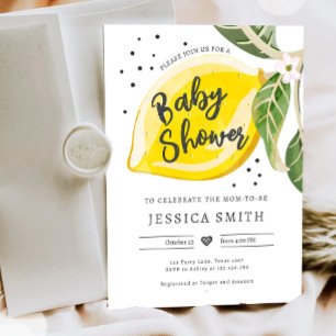 Lemon Citrus Greenery Summer Baby Shower Inbjudningar