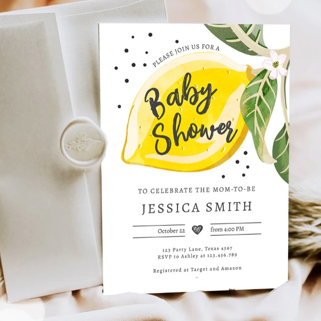Lemon Citrus Greenery Summer Baby Shower Inbjudningar (Skapare uppladdad)