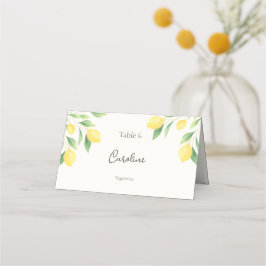 Lemon Citrus Greenery Wedding Place Card with Meal Placeringskort