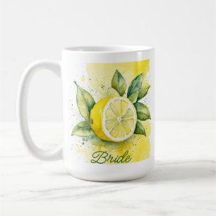 Lemon Citrus Gul Frukt Snygg Vattenfärg Brud Kaffemugg