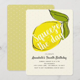 Lemon CItrus Gult Birthday Inbjudningar