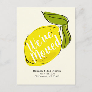 Lemon Citrus Gult Flytta Announement Postcard Meddelande Vykort