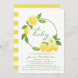 Lemon Citrus Gult Rand Unisex Baby Shower Inbjudningar