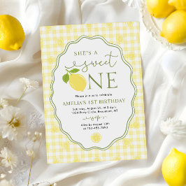 Lemon Citrus Hon Är En Söt En 1-årsdag Inbjudningar