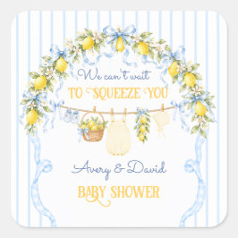 Lemon Citrus-kläm Baby Shower Pojkkläder Bow Fyrkantigt Klistermärke