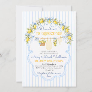 Lemon Citrus-kläm Baby Shower Pojkkläder Bow Inbjudningar
