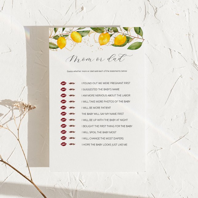 Lemon Citrus Mamma Eller Pappa Baby Shower Spel  (Skapare uppladdad)