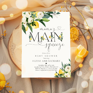 Lemon Citrus Mamma Main Squeeze Baby Shower Inbjudningar