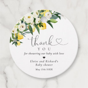 Lemon Citrus Mediterranean Baby Shower Favor Gåvor Etiketter