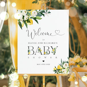 Lemon Citrus Mediterranean Baby Shower Välkommen Poster
