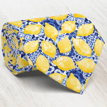Lemon Citrus Mediterranean Blue White Tile Mönster Slips<br><div class="desc">Vattenfärgscitruscitruscitroner i gulten vid en indigoblå och vit ruta mönster. Färsk och summerad för att göra din dag ljusare. Originalkonst av Nic Squirrell.</div>