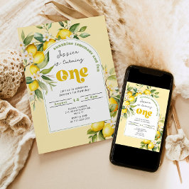 Lemon citrus Mediterranian 1:a födelsedag Inbjudningar