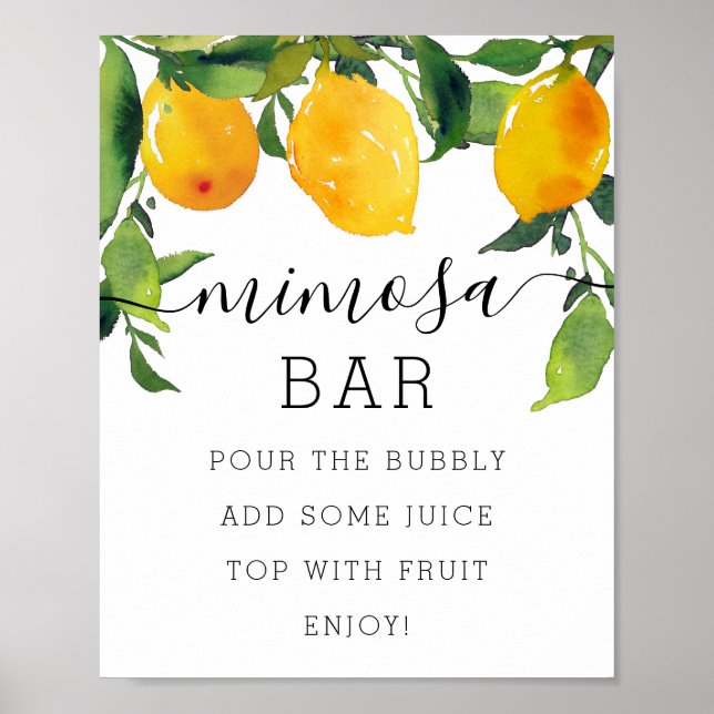 Lemon Citrus Möhippa Mimosa Pub Sign Poster (Framsidan)