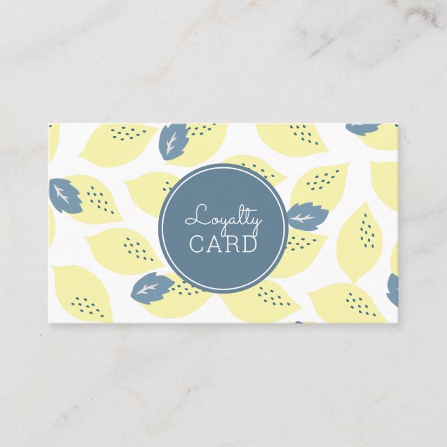 Lemon Citrus Mönster Cute Gult Loyalty Card Visitkort (Framsida)