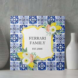 Lemon Citrus Navy Blue Italy Mediterranean Kakelplatta