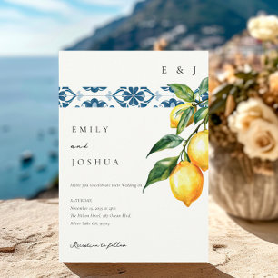 Lemon Citrus Positano Italiano Bröllop Inbjudningar
