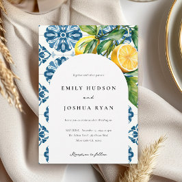 Lemon Citrus Positano Italiano Bröllop Inbjudningar