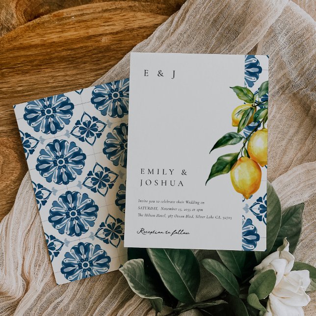 Lemon Citrus Positano Italiano Bröllop Inbjudningar (Skapare uppladdad)